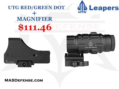 UTG RED/GREEN DOT + UTG 3X MAGNIFIER W/ FLIP TO THE SIDE - COMBO