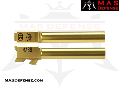 MAS DEFENSE 9MM 416R STAINLESS STEEL CONVERSION BARREL - GLOCK 22 FITMENT - RADIANT GOLD (TiN)