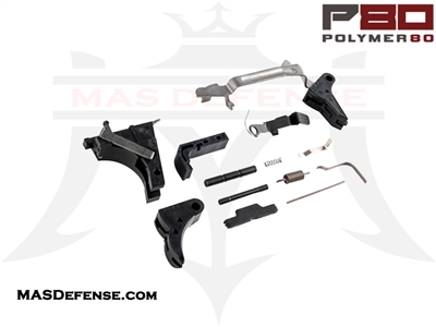 POLYMER80 9MM GEN3 GLOCK FITMENT FRAME PARTS KIT W/ P80 COMPLETE TRIGGER ASSEMBLY P80-PFP-FKIT-BLK - BLACK LPK LOWER PARTS KIT GLOCK 17 GLOCK 19 GLOCK 26 GLOCK 34