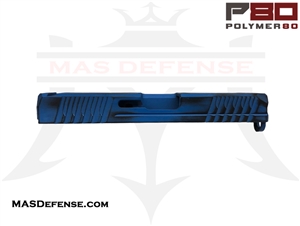 POLYMER80 9MM STRIPPED SLIDE GLOCK 19 FITMENT GEN 3 P80 PF940C P80-BKC - CERAKOTE BATTLEWORN NRA BLUE MPN: P80-PS9C-STD-BN-CKNRBLUE COMPACT G19 DISTRESSED P80