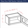 SHAKER GREY STACKER WALL CABINET 1212 with GLASS DOOR