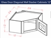 SHAKER GREY STACKER WALL DIAGONAL CORNER CABINET 2412 with GLASS DOOR
