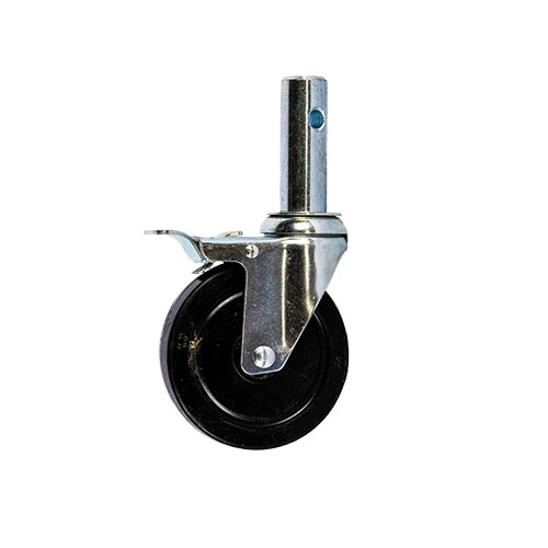 5" Locking Caster Wheel w/1-1/4" Round Stem