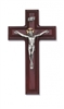 10" CHERRY CRUCIFIX WITH SILVER CORPUS