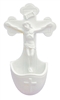 Crucifixion Font, White Alabaster, 5.5"