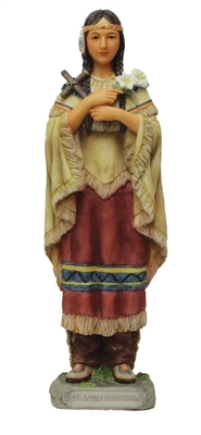 8" St. Kateri Tekakwitha Statue, hand-painted in full color