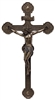 Ornate Crucifix, lightly hand painted in cold-cast bronze, 14"