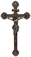 Ornate Crucifix, lightly hand painted in cold-cast bronze, 14"