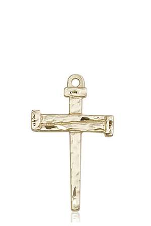 0013KT <br/>14kt Gold Nail Cross Medal