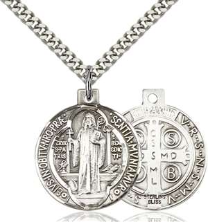 0027BSS/24S <br/>Sterling Silver St. Benedict Pendant