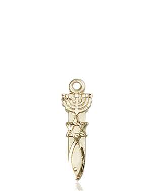 0061KT <br/>14kt Gold Menorah / Star / Fish Medal