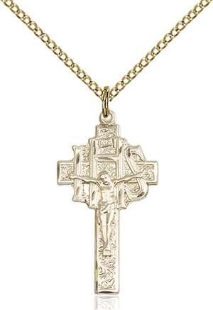 0098GF/18GF <br/>Gold Filled Crucifix-IHS Pendant