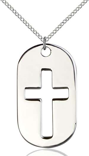 0110DTSS/18SS <br/>Sterling Silver Cross Dog Tag Pendant
