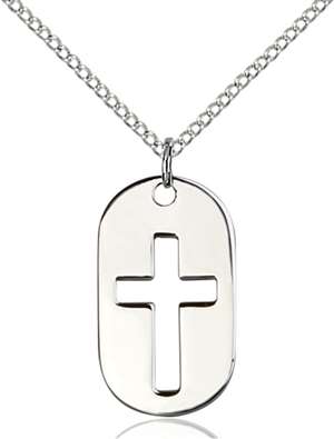 0111DTSS/18SS <br/>Sterling Silver Cross Dog Tag Pendant