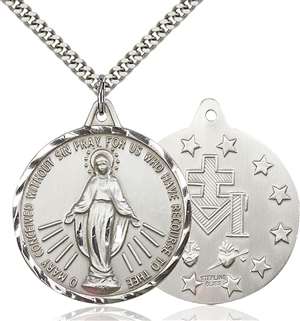 0203MSS/24S <br/>Sterling Silver Miraculous Pendant