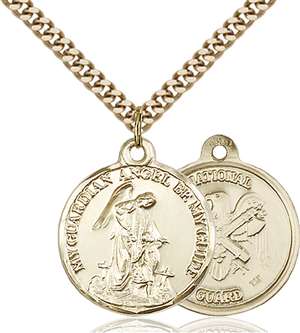 0341GF5/24G <br/>Gold Filled Guardian Angel / Nat'L Guard Pendant