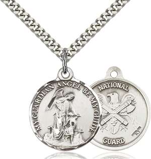 0341SS5/24S <br/>Sterling Silver Guardian Angel / Nat'L Guard Penda