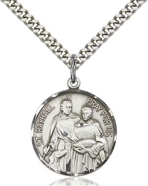 0409SS/24S <br/>Sterling Silver St. Raphael the Archangel Pendant