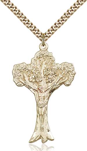 0633GF/24G <br/>Gold Filled Tree of Life Crucifix Pendant