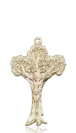 0633KT <br/>14kt Gold Tree of Life Crucifix Medal