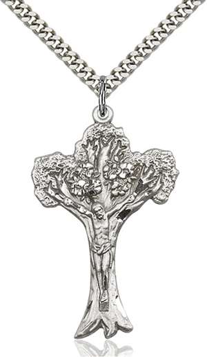 0633SS/24S <br/>Sterling Silver Tree of Life Crucifix Pendant