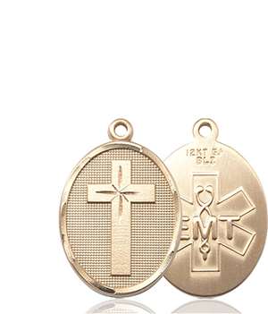 0783KT10 <br/>14kt Gold Cross / Emt Medal
