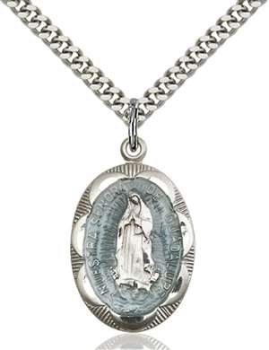 0801EFSS/24S <br/>Sterling Silver O/L of Guadalupe Pendant