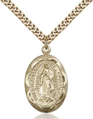 0801FGF/24G <br/>Gold Filled O/L of Guadalupe Pendant