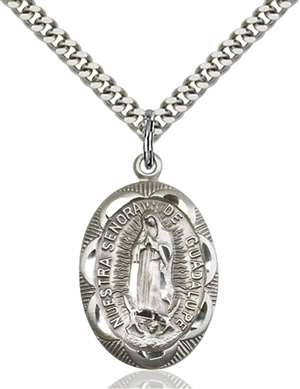 0801FSS/24S <br/>Sterling Silver O/L of Guadalupe Pendant