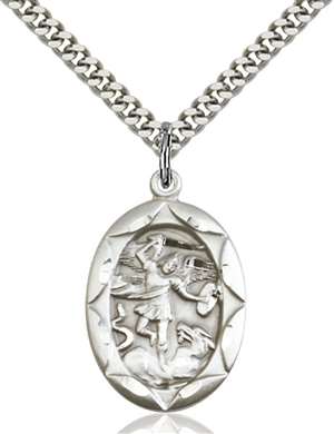 0801RSS/24S <br/>Sterling Silver St. Michael the Archangel Pendant