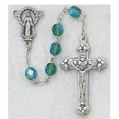 05 MAY ROSARY 6MM AURORA BOREALIS EMERALD