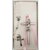 PINK GIRL CROSS & SHELL ROSARY