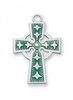 STERLING SILVER GREEN CELTIC CROSS 18" CHAIN