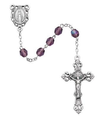 02 FEBRUARY ROSARY 6MM AURORA BOREALIS DARK AMETHYST