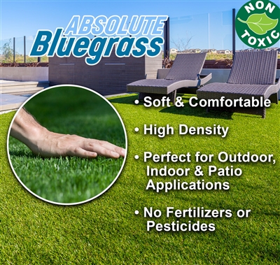 Absolute Bluegrass Synthetic Landscape Turf - 6 feet x 5 feet