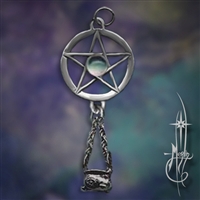 Small Pentacle with Cauldron and Moonstone Amulet