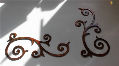 Decorative Scroll Duo Copper/Bronze plated Metal Art Decor (Sm.)