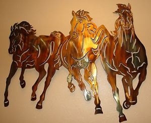 Running Free Western 3 Horses Metal Wall Art Decor