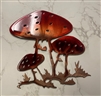 3 In One Mushroom Metal Wall Art Accent Red Tinged