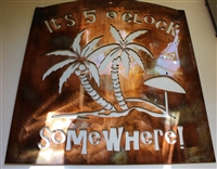 Tropical Its Five Oclock Somewhere Metal Wall Art Copper/Bronze