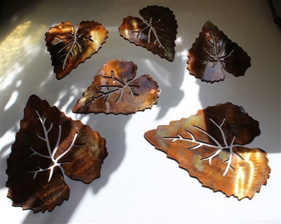 Metal Aspen Leaves Copper/Bronze plated (6)