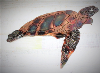 Aquatic Sea Turtle Metal Decor copper/bronze plated