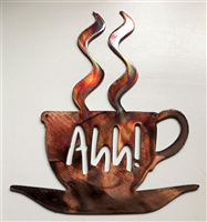 Ahh! Coffee Cup Metal Wall Art