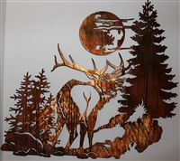 Elk in the Woods Metal Wall Art
