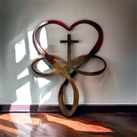 Infinity Heart Cross Metal Wall Art