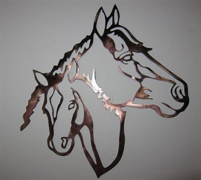 Horse Head Mom and Baby Metal wall art Decor