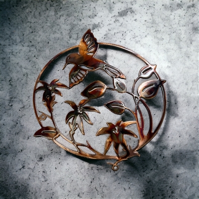 Radiant Hummingbird Circle - Handcrafted Copper and Bronzed Metal Wall Art