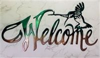 Hummingbird Welcome Sign Marbled Green