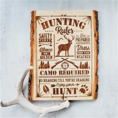 Hunting Rules Wood Home Decor Sign