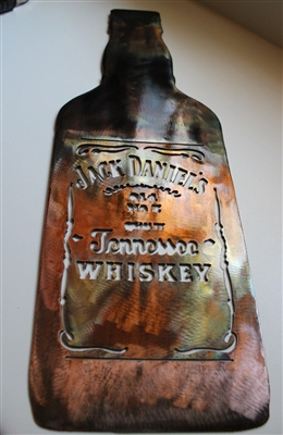 Jack Daniels Bottle Metal Wall Art Decor - Copper/Bronze